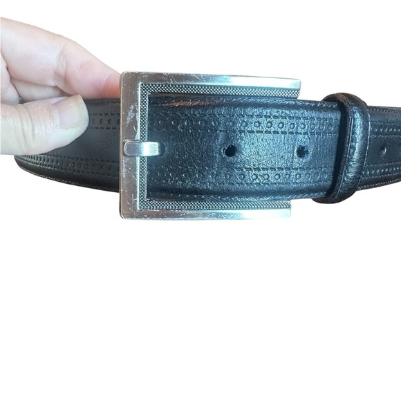 Men's Black Italian Leather Belt 38/95 - Picture 6 of 7